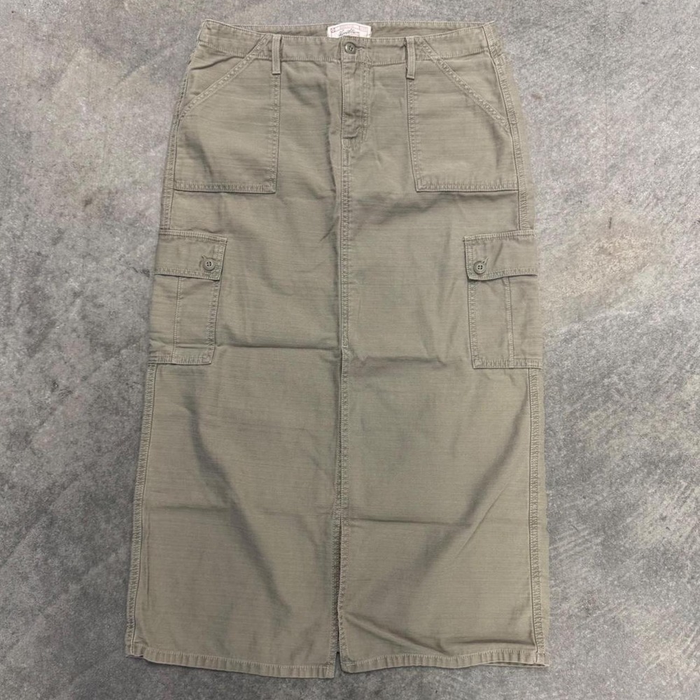 Women's Levi's Tan Skirt Maxi Utility Front-Slit Khaki Earthtone Outdoor SZ 14
